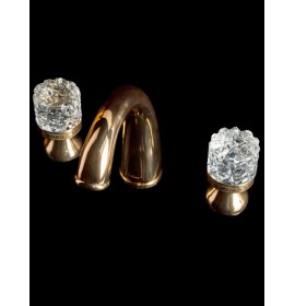 Смеситель для раковины на 3 отверстия Boheme Luxury Options Crystal 297-CRST Золото