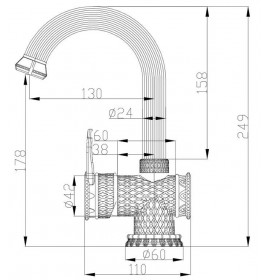 Смеситель для мойки Zorg A 411U-SL, античное серебро