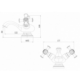 Смеситель для раковины Zorg A 6011U-BR, античная бронза