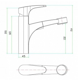 Смеситель Zorg SZR-1384 P-A IMPERIA Inox, с выдвижной лейкой